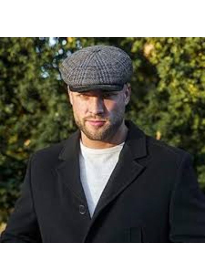 كاب رجالي كلاسيكي بتصميم هيرينجبون صوفي - أنيق للشتاء والمناسبات اليومية، خامة صوف مُمزجة عالية الجودة، بطانة مبطّنة لراحة حرارية، حافة مُدعّمة هدية مثالية للرجل العصري والأنيق - Image 5